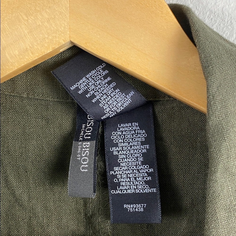Bisou Bisou Michele Bohbot Linen Blazer Jacket | Olive - Picture 14 of 14